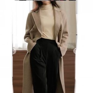 Tan Belted Double Breasted Coat